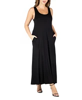 24seven Comfort Apparel Plus Size Sleeveless Maxi Dress with Pockets