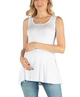 24seven Comfort Apparel Scoop Neck Sleeveless Maternity Tank Top