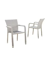 Noble House Dover Outdoor Armed Stacking Chairs with Frame, Set of 2