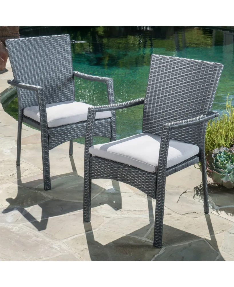 Noble House Corsica Outdoor Dining Chair with Cushions, Set of 2