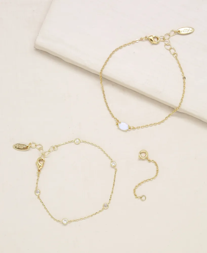 Ettika Opal Crystal Dainty Women's Bracelet Set with Extender Add On