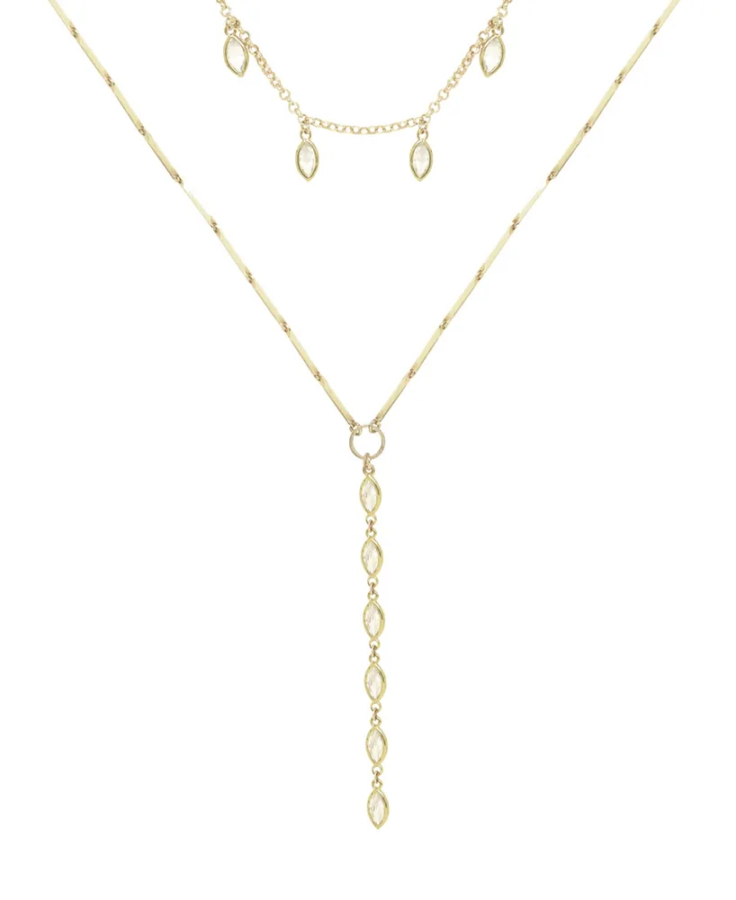 Ettika Ariella Glass Crystal Layered Lariat Women's Necklace Set