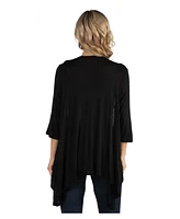 24seven Comfort Apparel Elbow Length Sleeve Maternity Open Cardigan