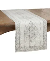 Saro Lifestyle Block Print Taj Kantha Stitch Runner