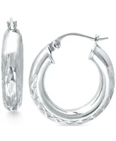 Giani Bernini Small Patterned Hoop Earrings in Sterling Silver, 30mm, Created for Macy's