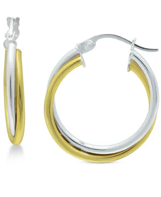 Giani Bernini Small Two-Tone Overlap Hoop Earrings in Sterling Silver & 18k Gold-Plate, 0.78", Created for Macy's - Two