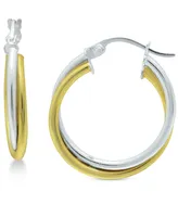 Giani Bernini Small Two-Tone Overlap Hoop Earrings in Sterling Silver & 18k Gold-Plate, 0.78", Created for Macy's - Two