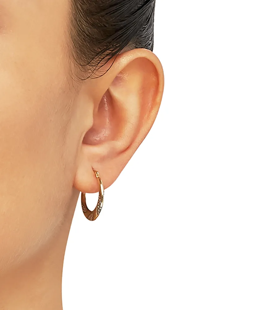 Two-Tone Swirl Hoop Earrings in 14k Gold & White Rhodium-Plate