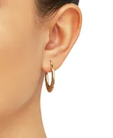 Swirled Rib Oval Hoop Earrings in 14k Gold