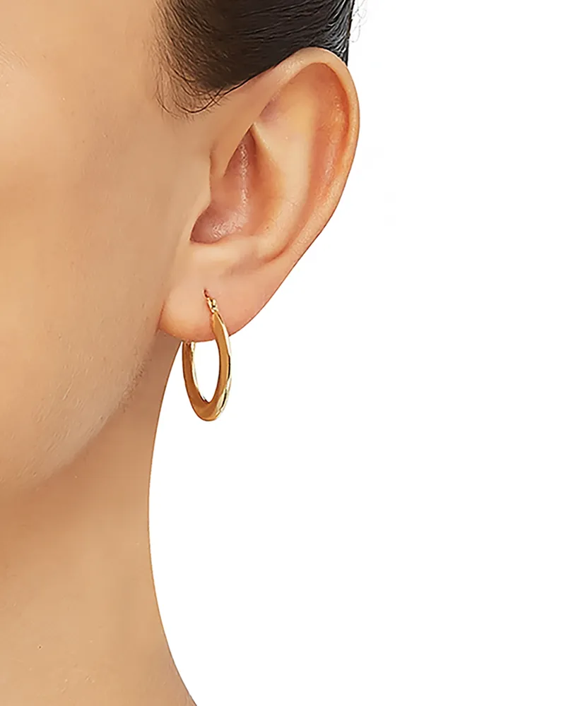 Twist-Look Oval Hoop Earrings in 14k Gold