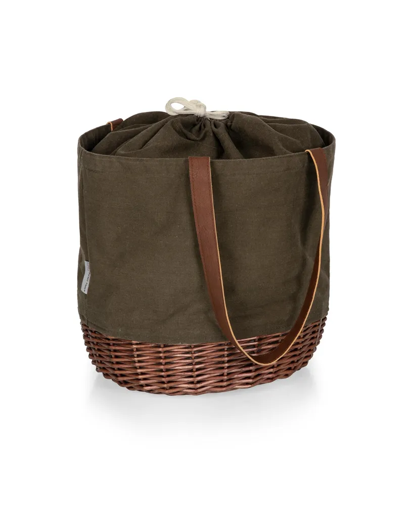 Picnic Time Coronado Canvas and Willow Basket Tote