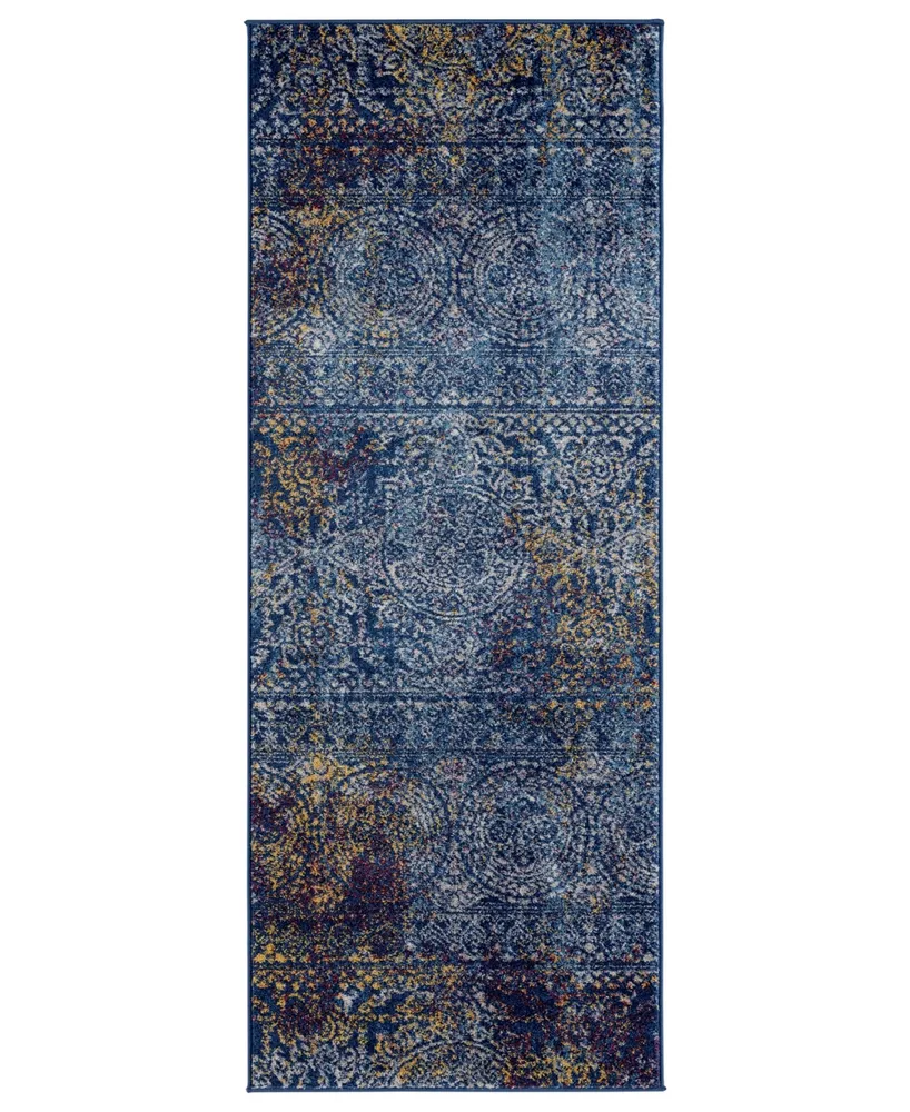 Closeout! Amer Rugs Manhattan Man-42 Teal/ Blue 2'6" x 6' Runner Rug