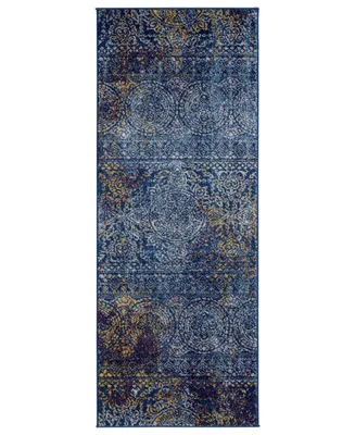 Closeout! Amer Rugs Manhattan Man-42 Teal/ Blue 2'6" x 6' Runner Rug