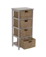 Household Essential Whitewash 4-Basket Storage Tower