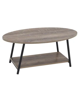 Household Essential Oval Coffee Table 2 Tier With Storage Shelf