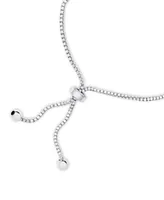 Diamond Accent Stars Bolo Adjustable Bracelet in Silver-Plated Brass