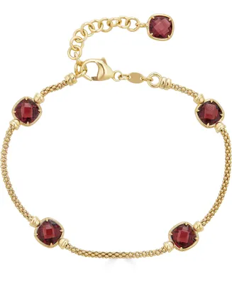 Rhodolite Garnet Popcorn Link Bracelet (4 ct. t.w.) in 14k Gold-Plated Sterling Silver