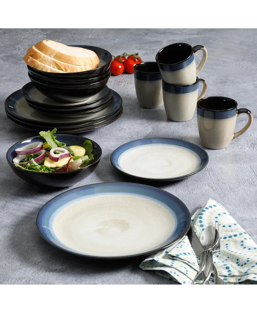 Gibson Couture Bands 16-piece Dinnerware Set Blue, Service for 4
