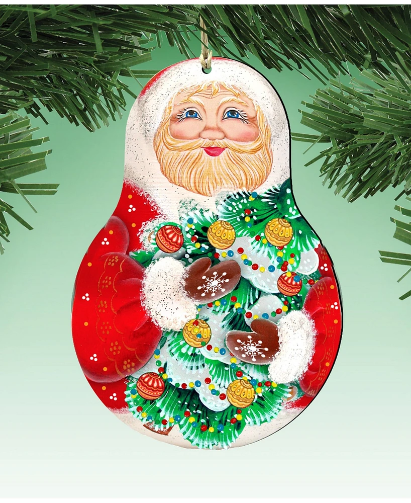 Designocracy Santa Matreshka Doll Wooden Ornaments