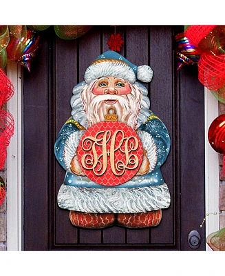 Designocracy Merry Christmas Santa Red Ball Ornament Personalized Door Hanger