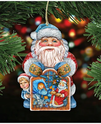 Designocracy Christmas Night Wooden Christmas Ornament Set of 2