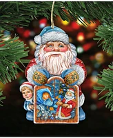 Designocracy Christmas Night Wooden Christmas Ornament Set of 2