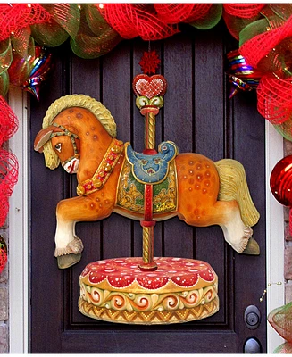 Designocracy Carousel Horse Christmas Door Hanger