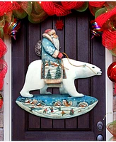 Designocracy Santa on Polar Bear Christmas Door Hanger