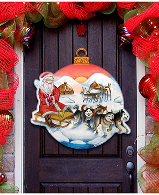 Designocracy Northern Light Santa Christmas Door Hanger