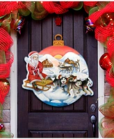 Designocracy Northern Light Santa Christmas Door Hanger