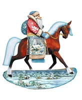 Designocracy Horsey Santa Wooden Decor