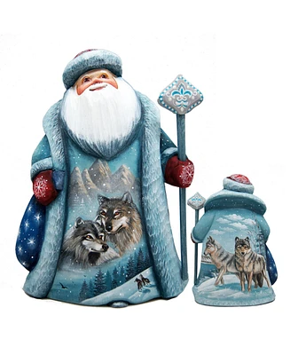 G.DeBrekht Woodcarved Hand Painted Winter Wolfs Masterpiece Figurine