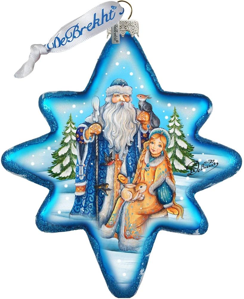 G.DeBrekht Father Frost and Snow Maiden North Star Glass Ornament