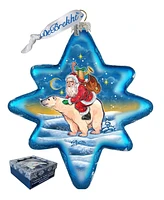 G.DeBrekht Ride to North Pole Santa Glass Ornament