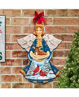 Designocracy Guardian Angel Deer Christmas Door Hanger