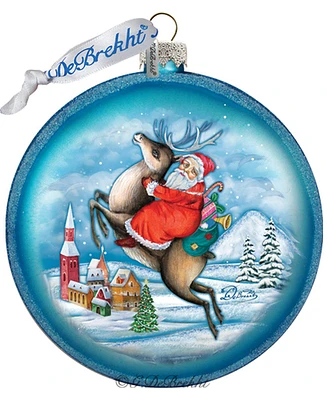 G.DeBrekht Reindeer Santa Glass Ornament