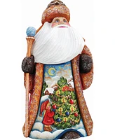 G.DeBrekht Woodcarved Hand Painted Santa Trim A Tree Figurine