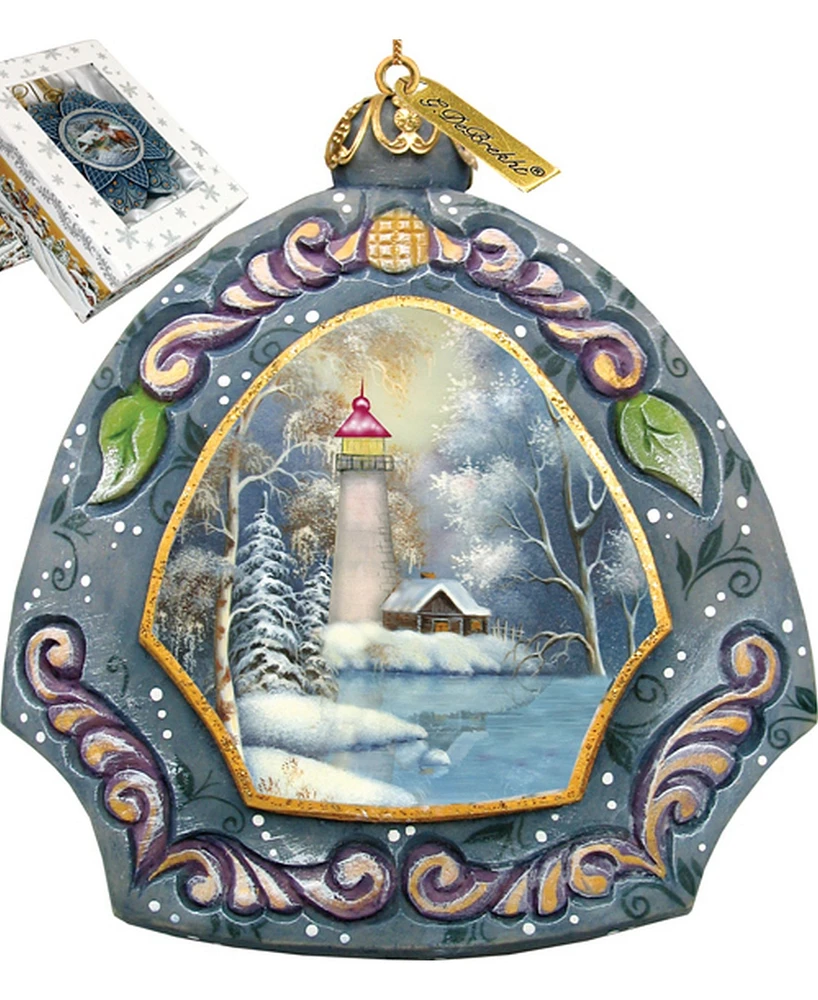 G.DeBrekht Hand Painted Scenic Ornament Harbor Light