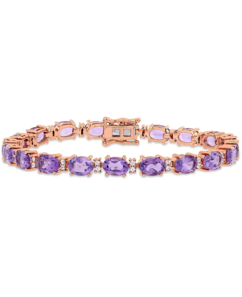 Macy's Amethyst (14 ct. t.w.) & White Sapphire (3/5 ct. t.w.) Link Bracelet in 14k Rose Gold