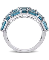 Blue Topaz (3-5/8 ct. t.w.) & Diamond (1/10 Cluster Ring 10k White Gold