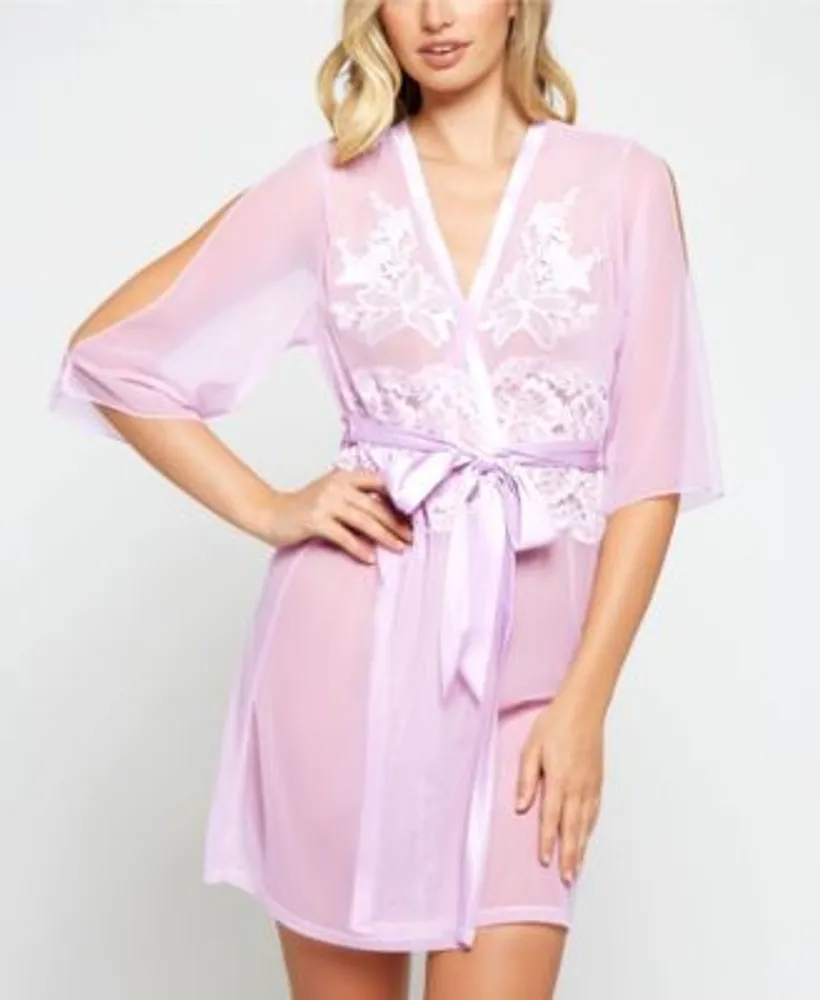 Icollection Cold Shoulder Detail With Floral Applique Mesh Robe