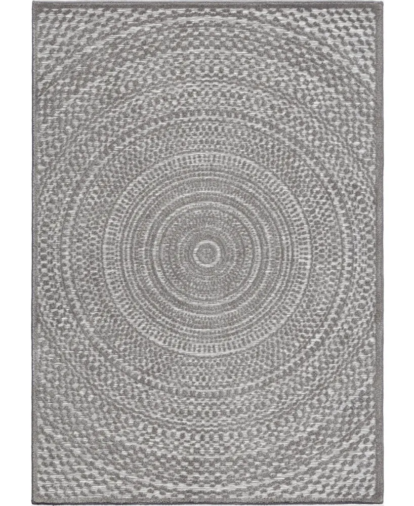 Closeout! Edgewater Living Bourne Cerulean Silver 5'2" x 7'6" Outdoor Area Rug