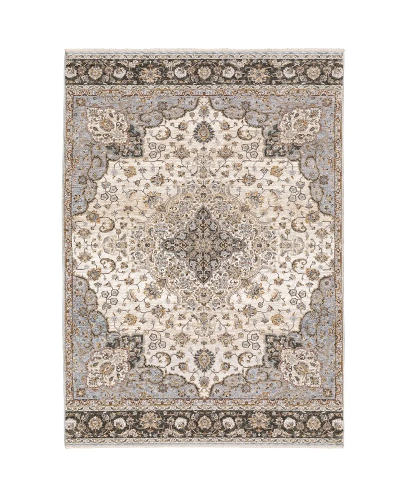 Jhb Designs Kumar Kum10 Ivory and Blue 2'3" x 7'6" Runner Rug