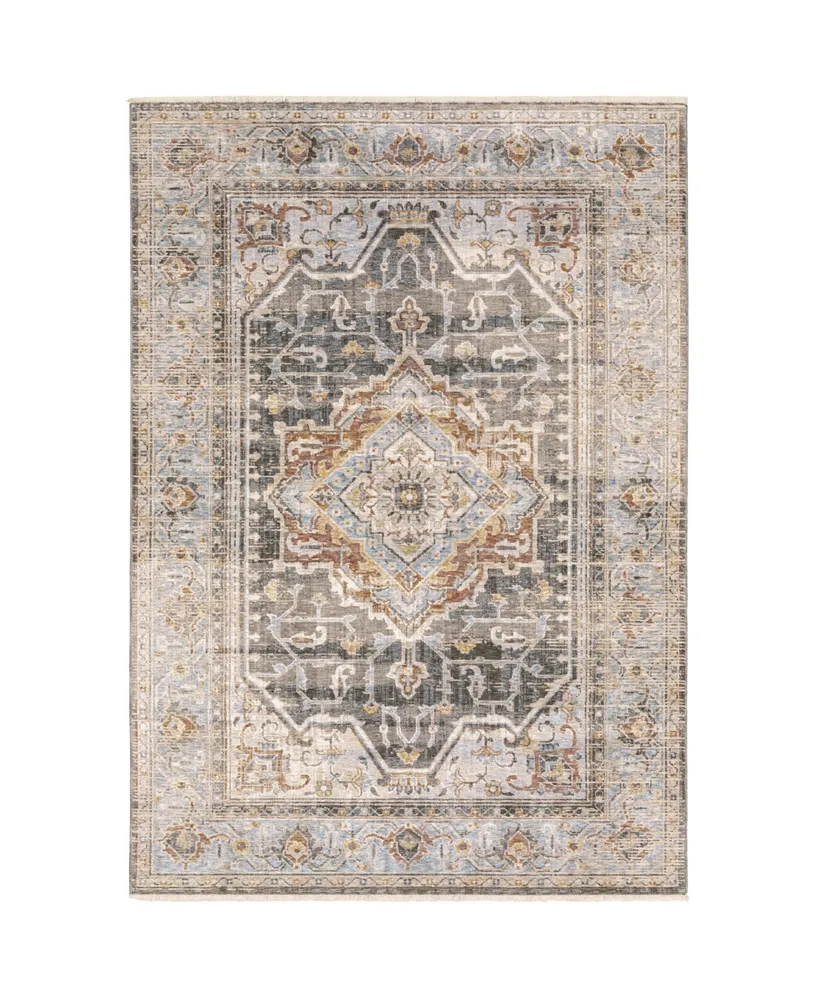 Jhb Designs Kumar Kum06 Gray and Blue 9'10" x 12'10" Area Rug