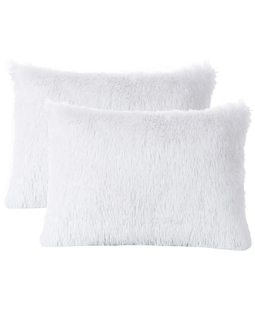 Cheer Collection 2 Pack Shaggy Throw Pillows, 12" L x 20" W