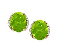 Peridot (3-3/4 ct. t.w.) & Diamond (1/20 ct. t.w.) Stud Earrings in 14k Gold