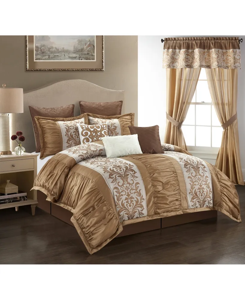 Nanshing Siena 9 Piece Comforter Set, King - Gold