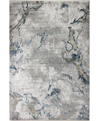 Bashian Charm Cha-02 Gray, Blue 7'9" x 9'9" Area Rug
