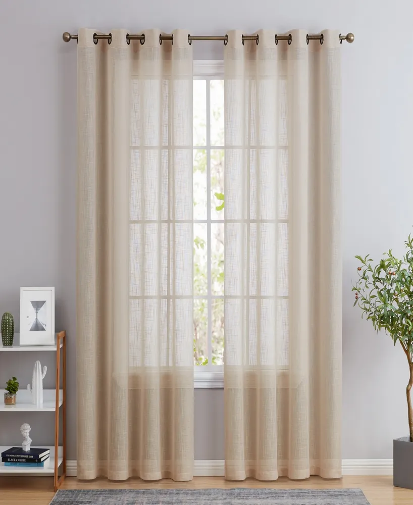 HLC.ME 2 Piece Semi Sheer Voile Window Curtain Drapes Grommet Panels for Bedroom, Living Room & Kids Room - White