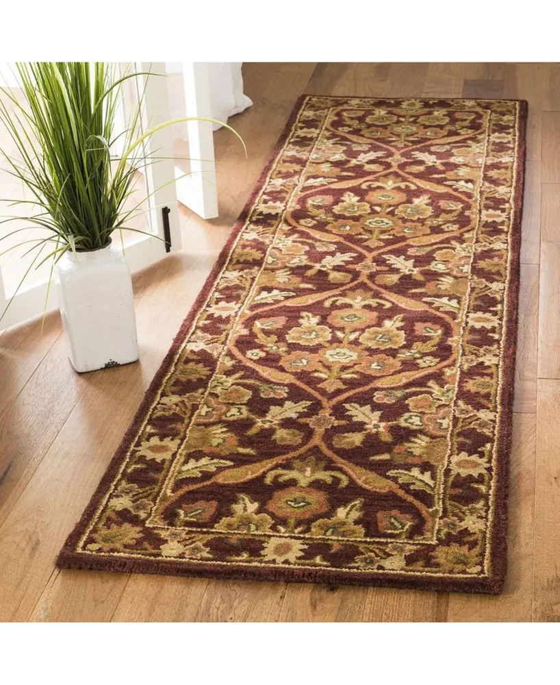 Safavieh Antiquity At51 Wine and Gold 2'3" x 10' Runner Area Rug